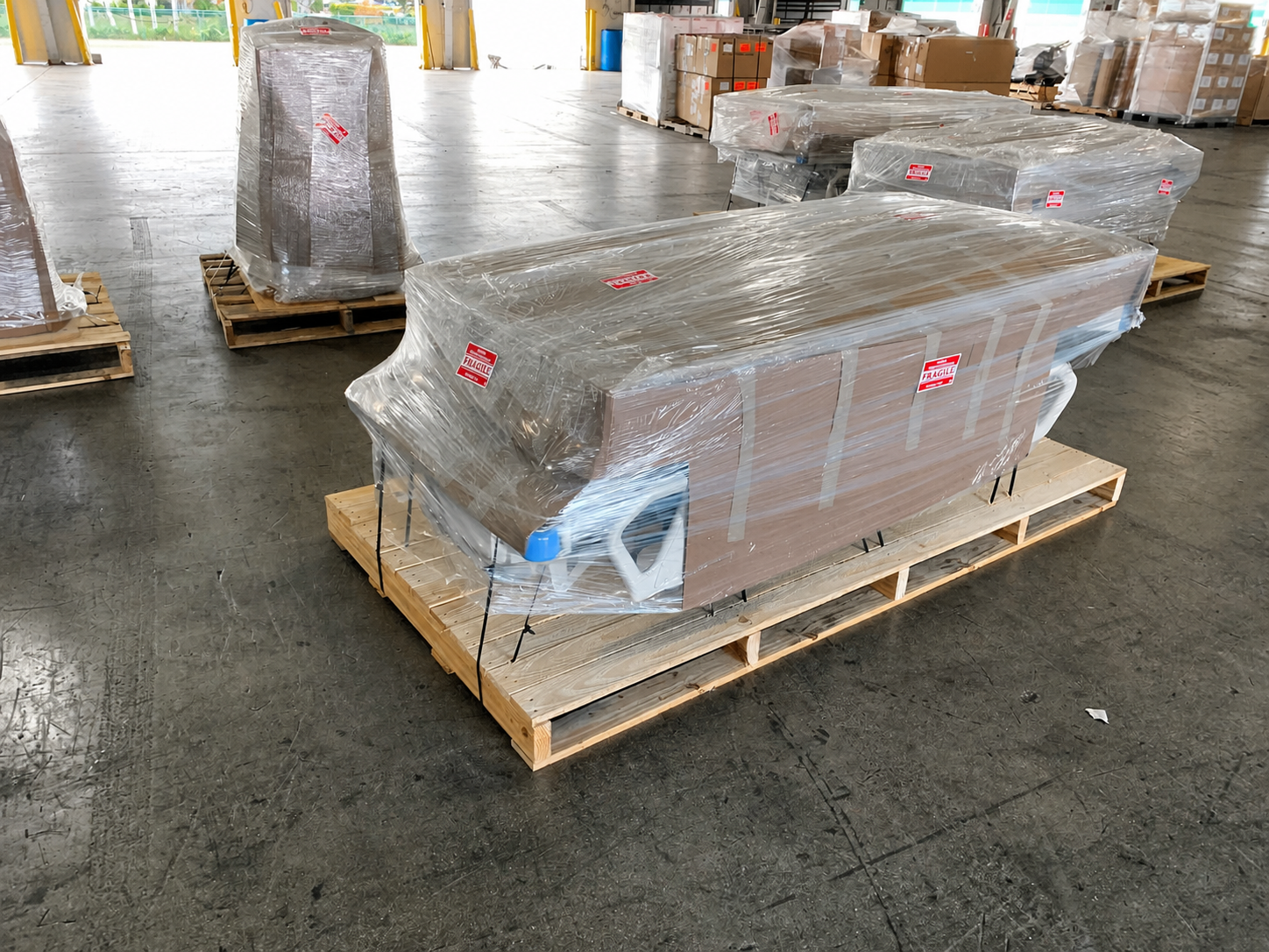 Protected medical bed ready for delivery